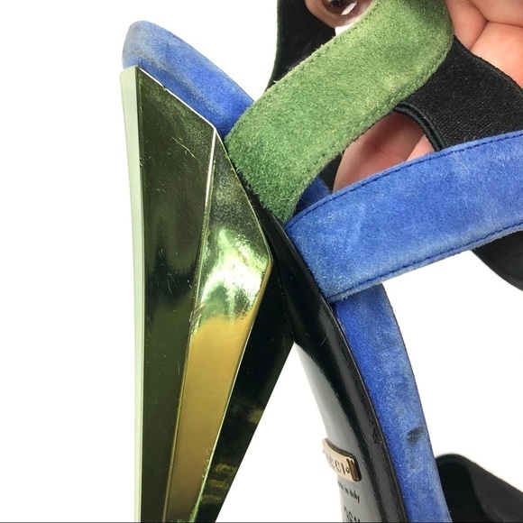 Gucci green blue suede prism heels authentic 36.5 - Picture 8 of 16